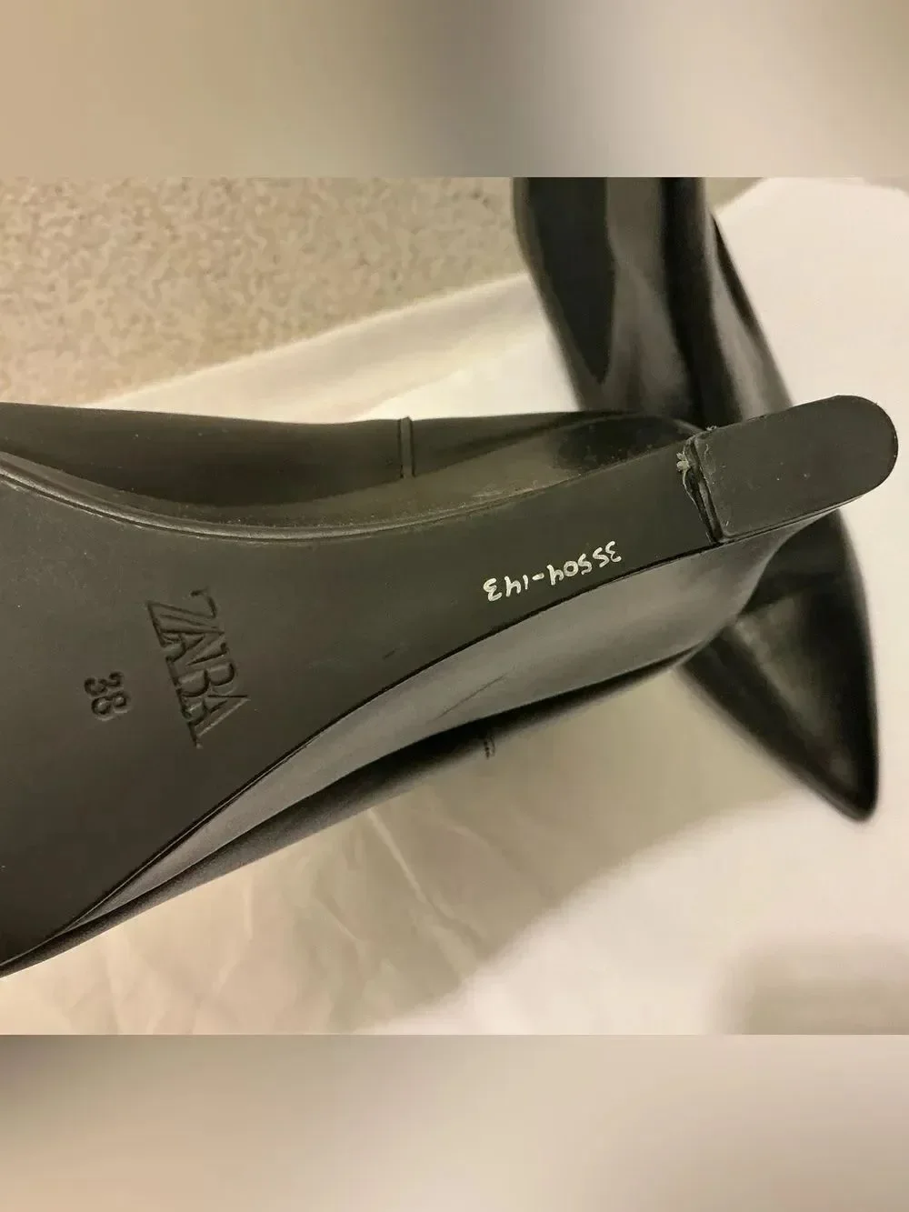 Zara Black Chelsea leather Wedge Ankle Boot size 38